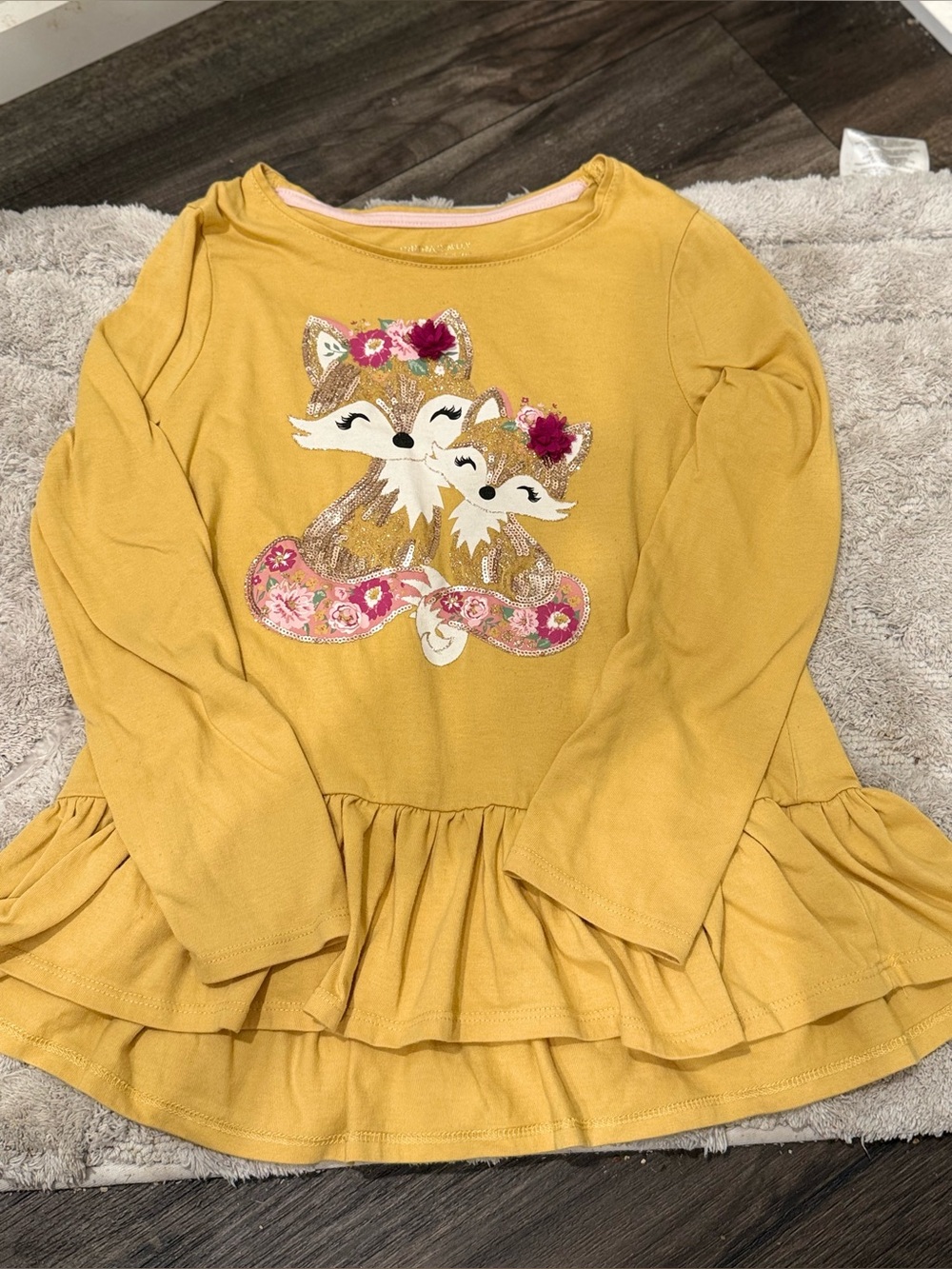 Cynthia Rowley Girls Top Sz 7/8 Sequin Fox Peplum